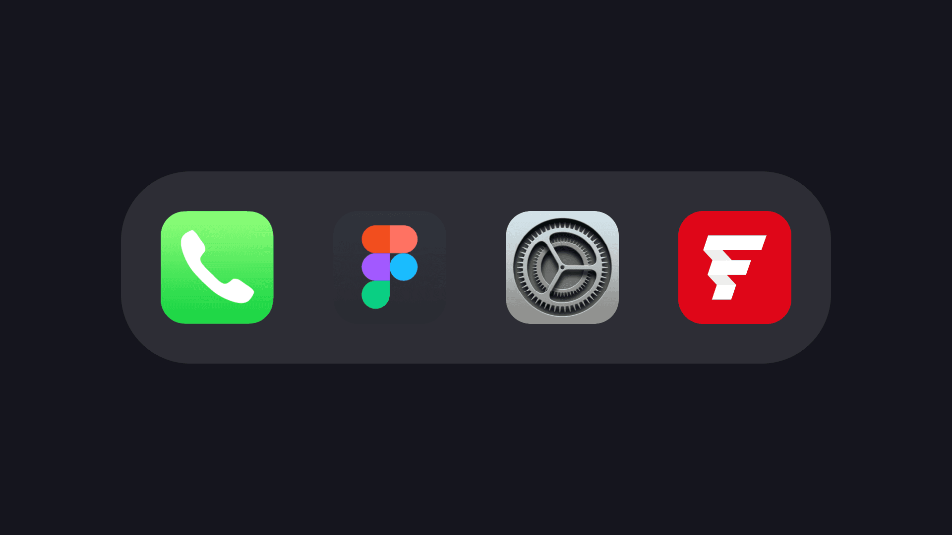 The Foss app icon in a dock beside Phone, Figma and Settings
