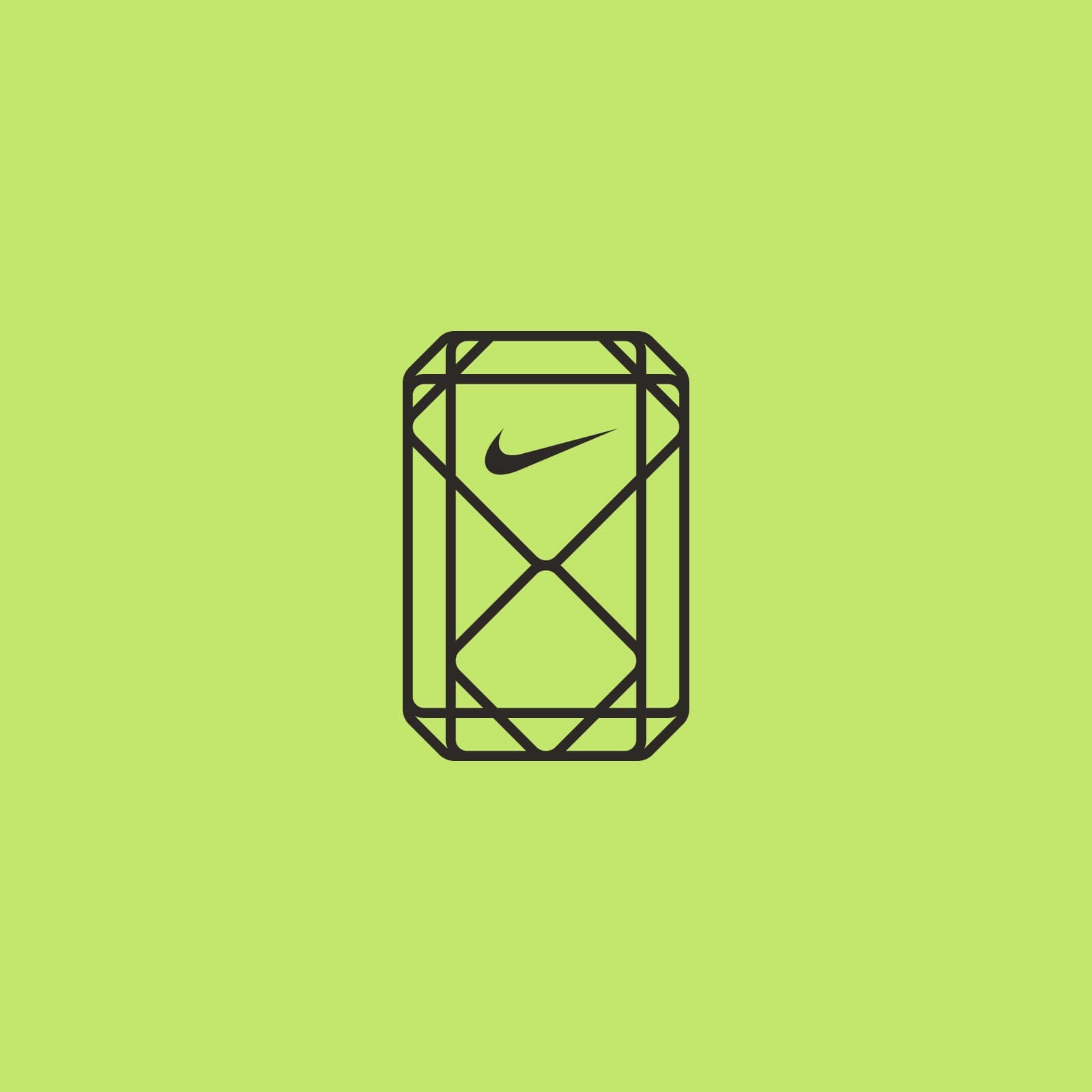 The gemstone mark, with the Swoosh inside, in black on volt yellow