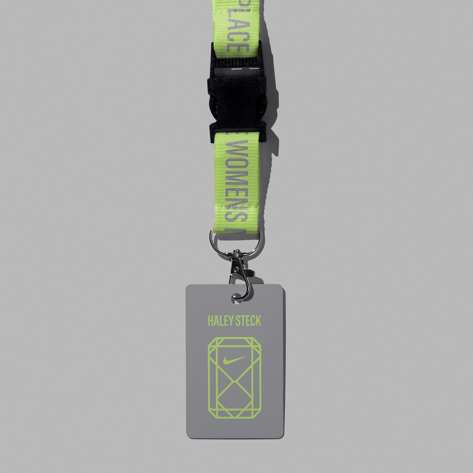 Volt yellow Women's Marketplace lanyard with a grey ID badge