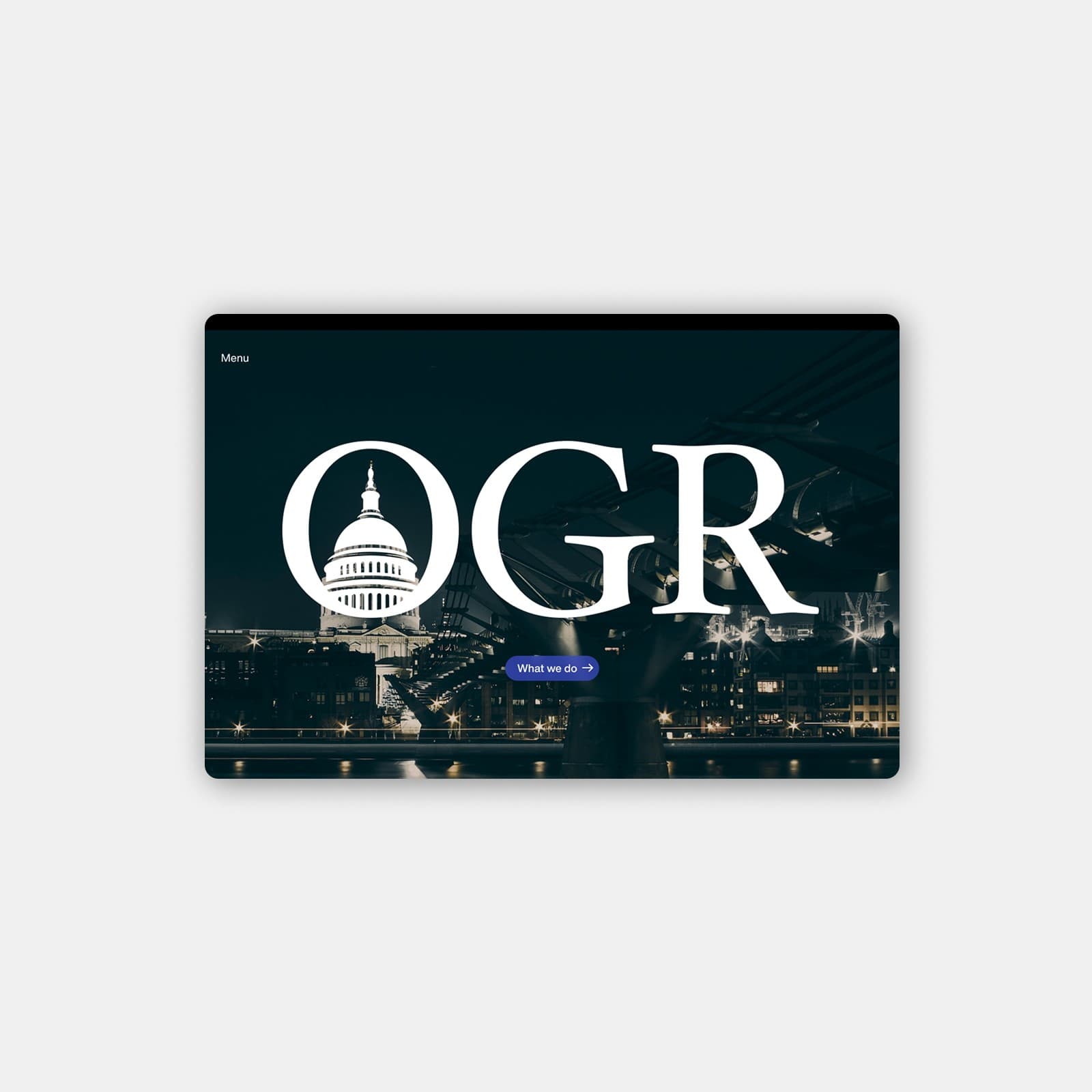 OGR website homepage, with the logo over the Capitol at night