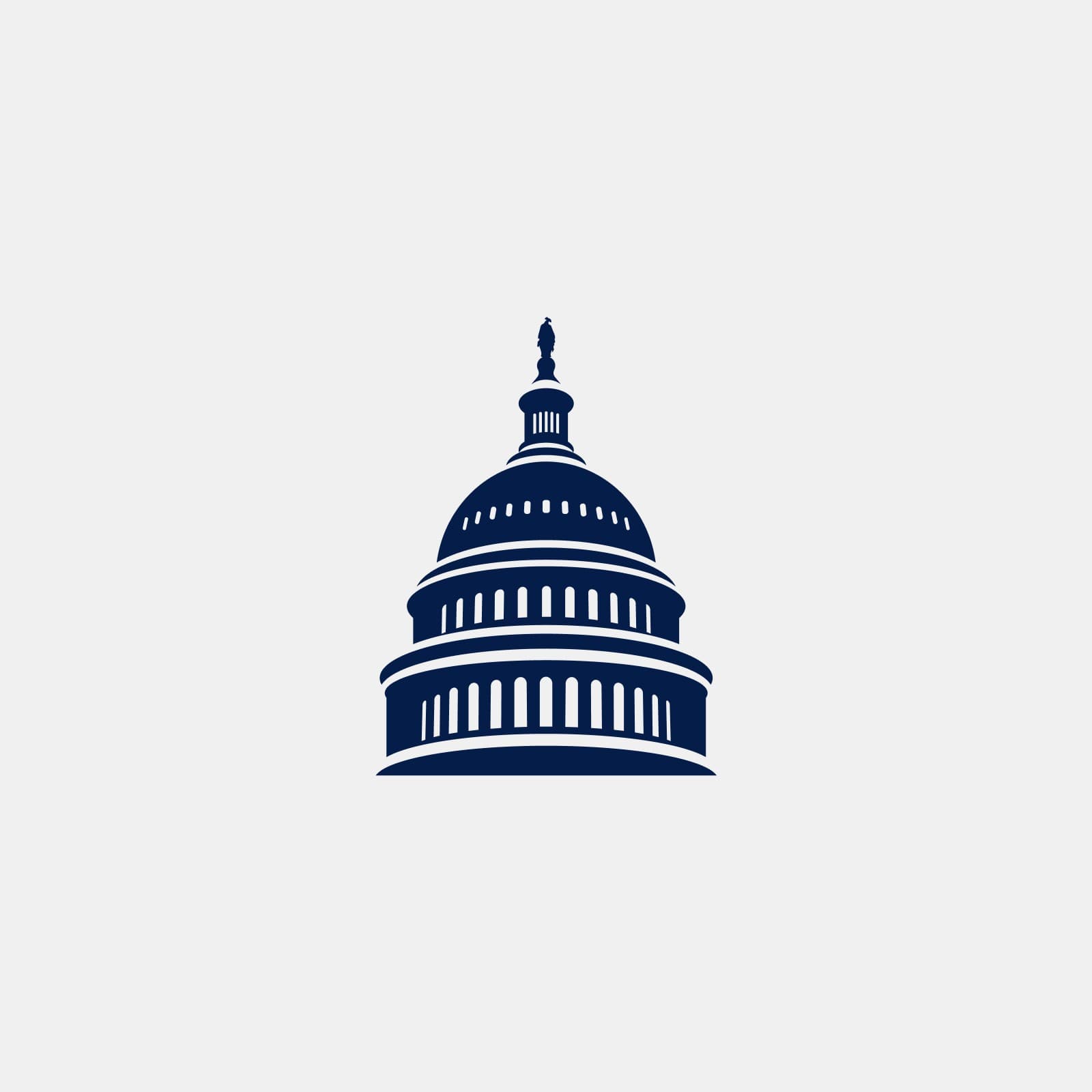The Capitol dome from the OGR logo, in navy on light grey