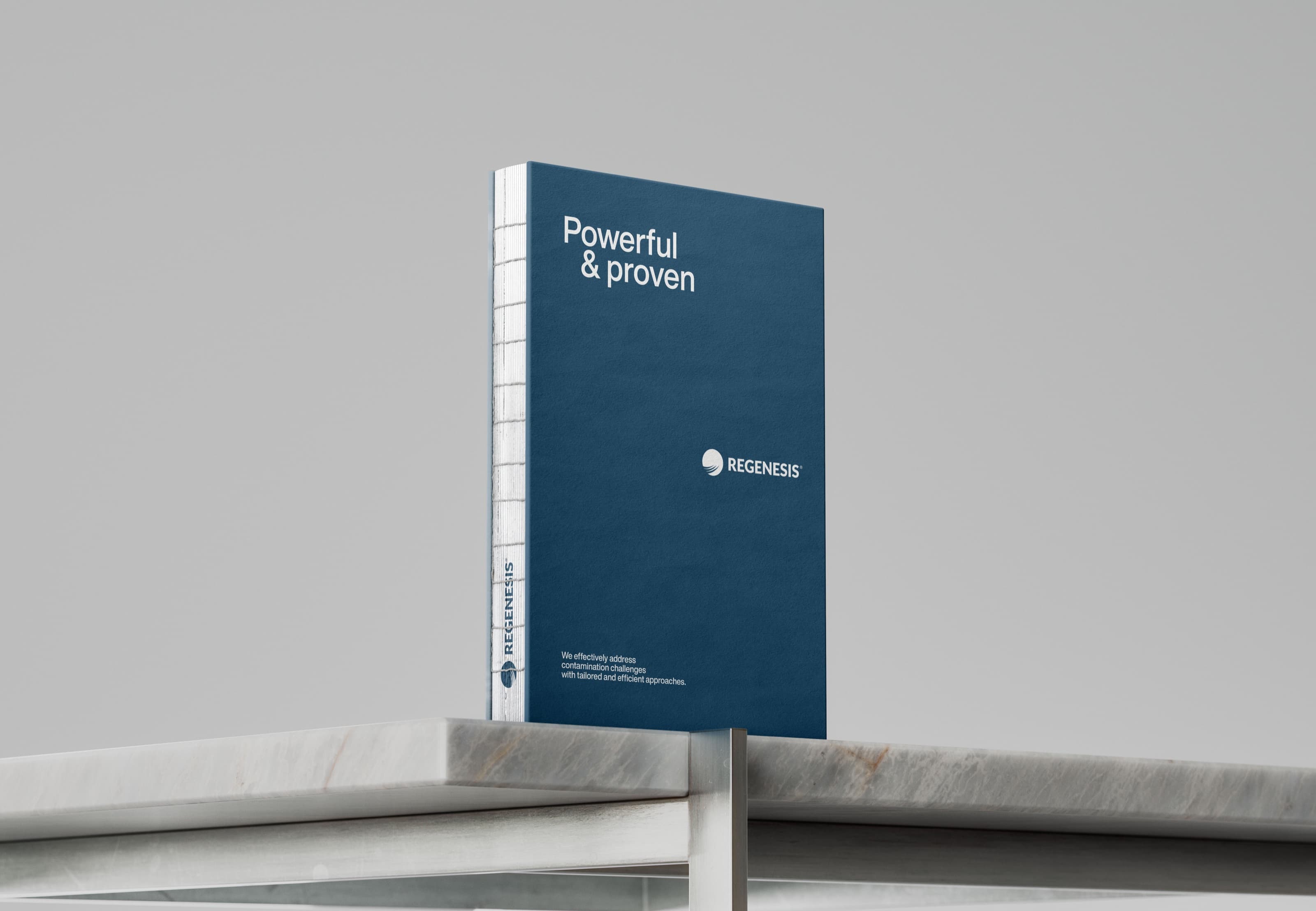 Blue book reading Powerful and proven, with the Regenesis logo
